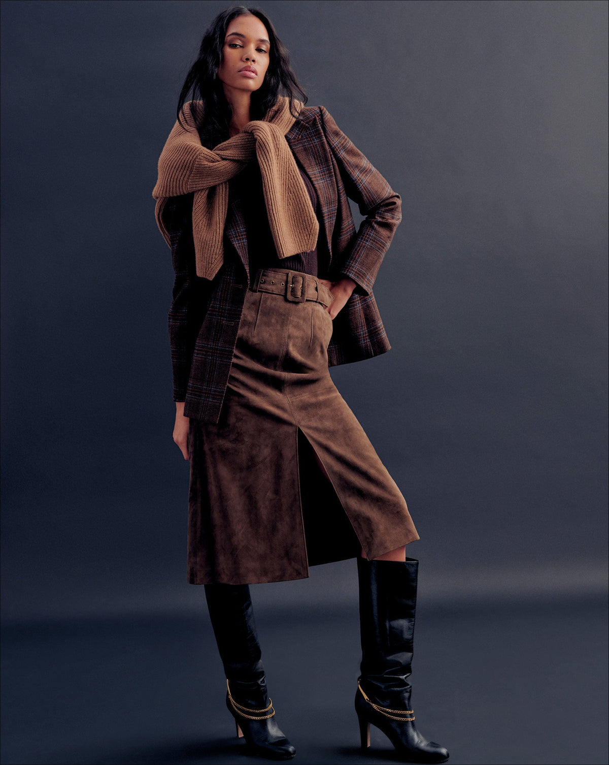 Alexie Suede Midi Skirt