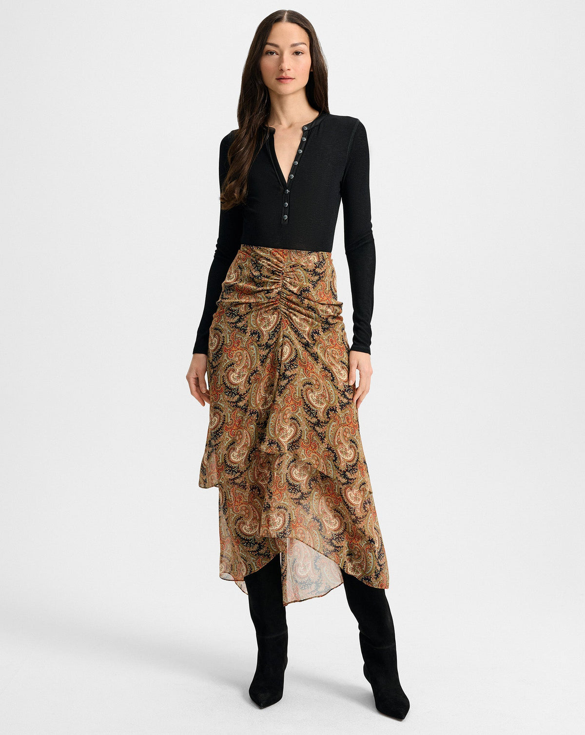 Sira Silk Midi Skirt