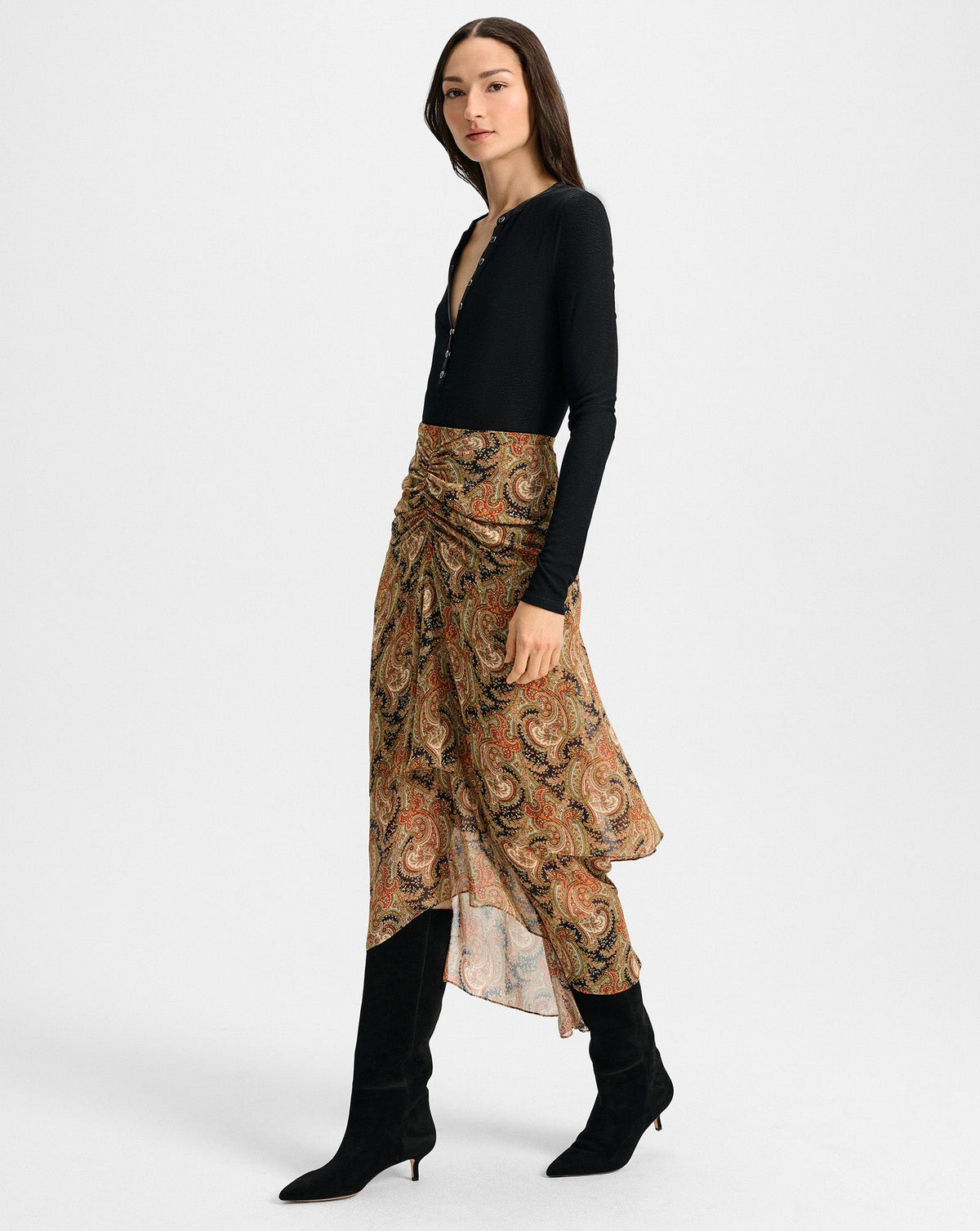 Sira Silk Midi Skirt